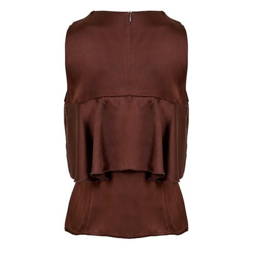 GANNI - Women's Satin Ruffle Short Sleeve Blouse