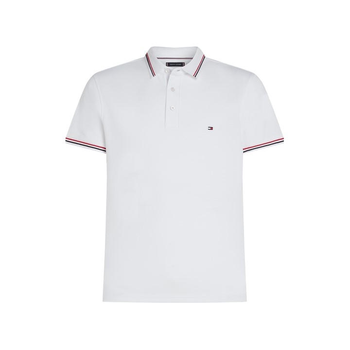 Tommy Hilfiger Men's White Tipped Slim Fit Polo Medium