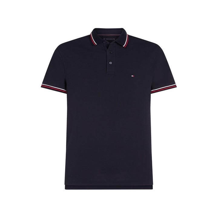 Tommy Hilfiger Men's Blue Tipped Slim Fit Polo Medium