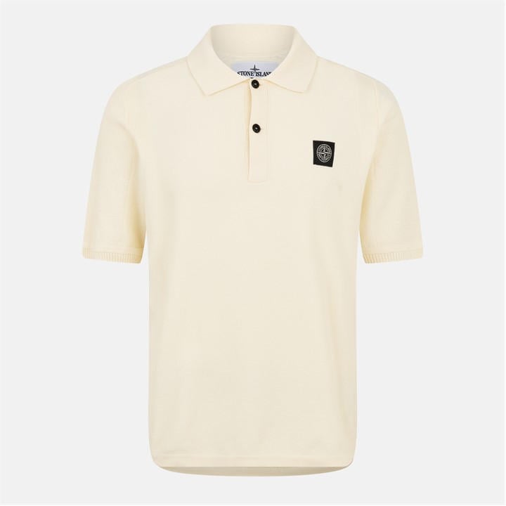 Stone Island Men's Beige Compass Patch Knit Polo Shirt 3XL