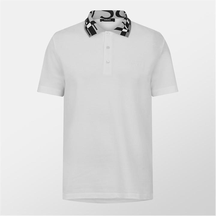 Versace Men's White Short Sleeve Polo Shirt - L
