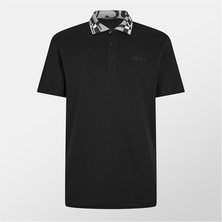 Versace Men's Black Short Sleeve Polo Shirt - L