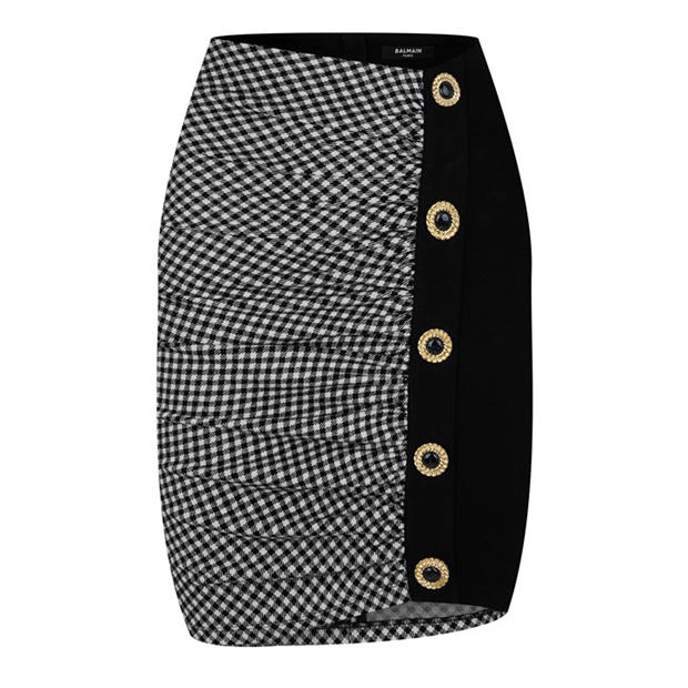 BALMAIN Ruched Crosshatch Midi Skirt,New Products : American Fashion Style Bags On Sale