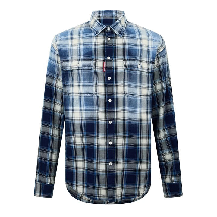 Dsquared2 Men's Blue Checkered Cotton Shirt - M