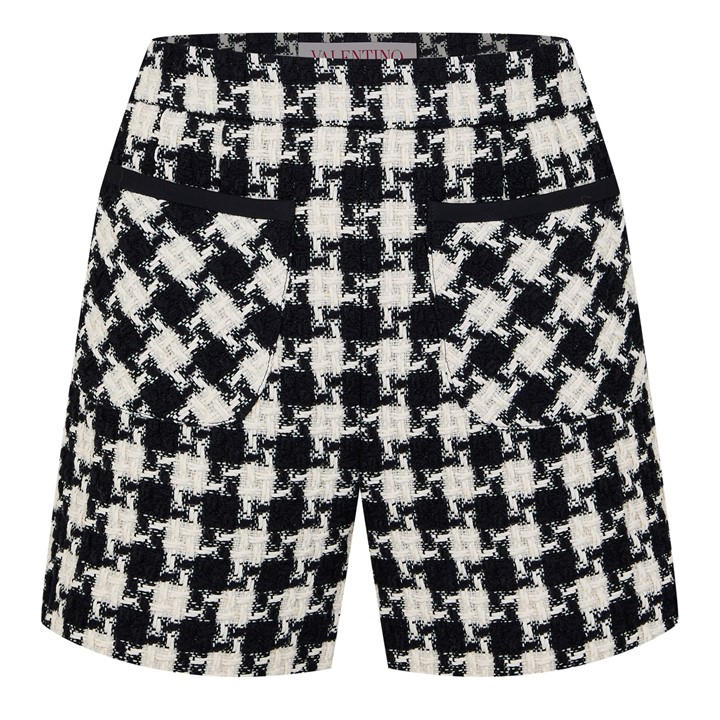 Valentino Damier Light Tweed Shorts In Multi
