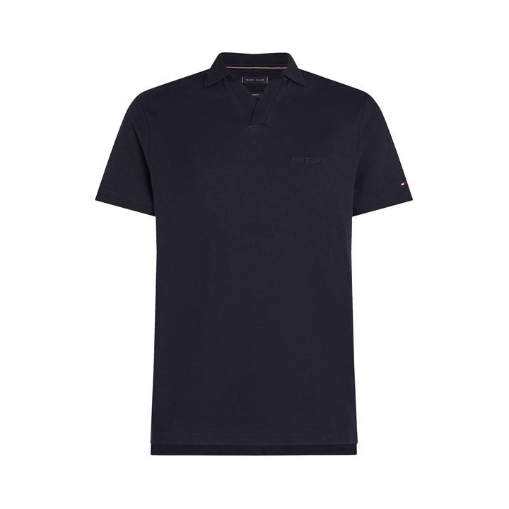 Tommy Hilfiger Men’s Cotton Linen Terry Short-Sleeve Polo Shirt – Blue