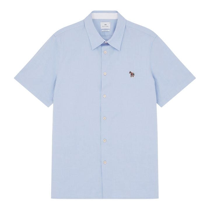 Ps Paul Smith Men's Blue Zebra Short Sleeve Shirt Extra Large