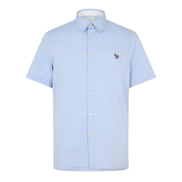 Ps Paul Smith Men's Blue Short-Sleeve Plain Shirt
