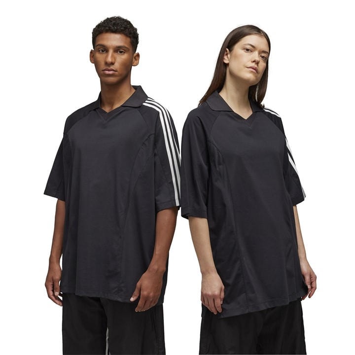 Y-3 3-stripe Polo Shirt In Black