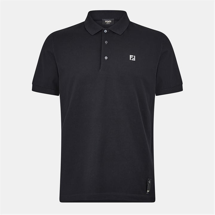 Fendi Men's Black Short Sleeve Polo Shirt - M