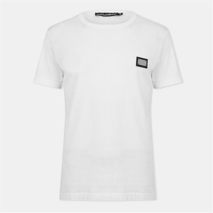 Dolce And Gabbana Men's White Cotton Plate T-Shirt