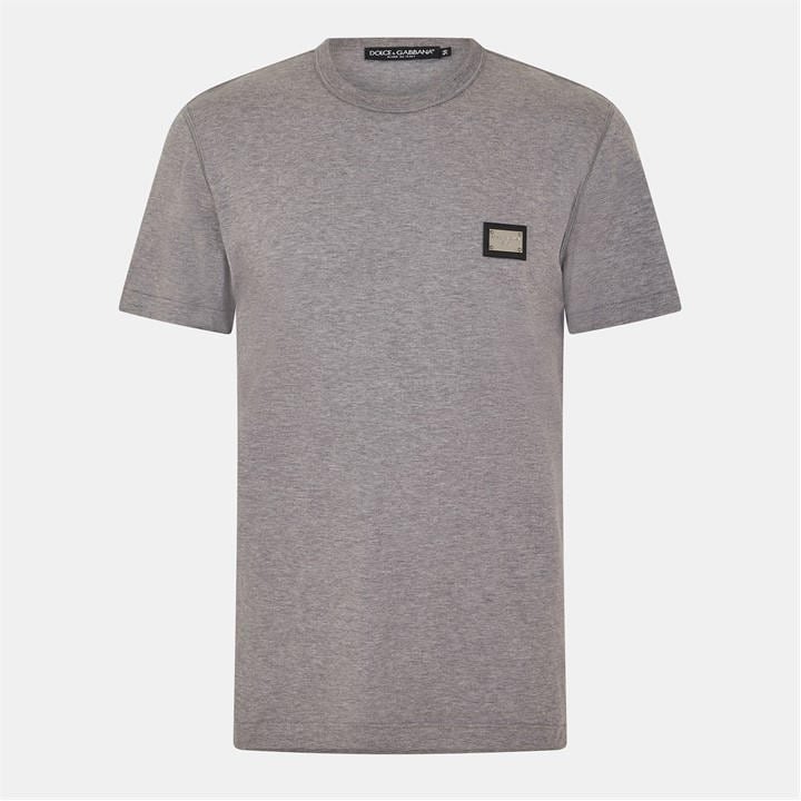 Dolce And Gabbana Men's Grey Cotton Plate T-Shirt