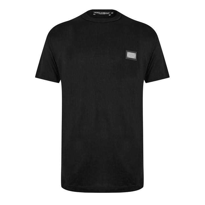 Dolce And Gabbana Men's Black Cotton Plate T-Shirt