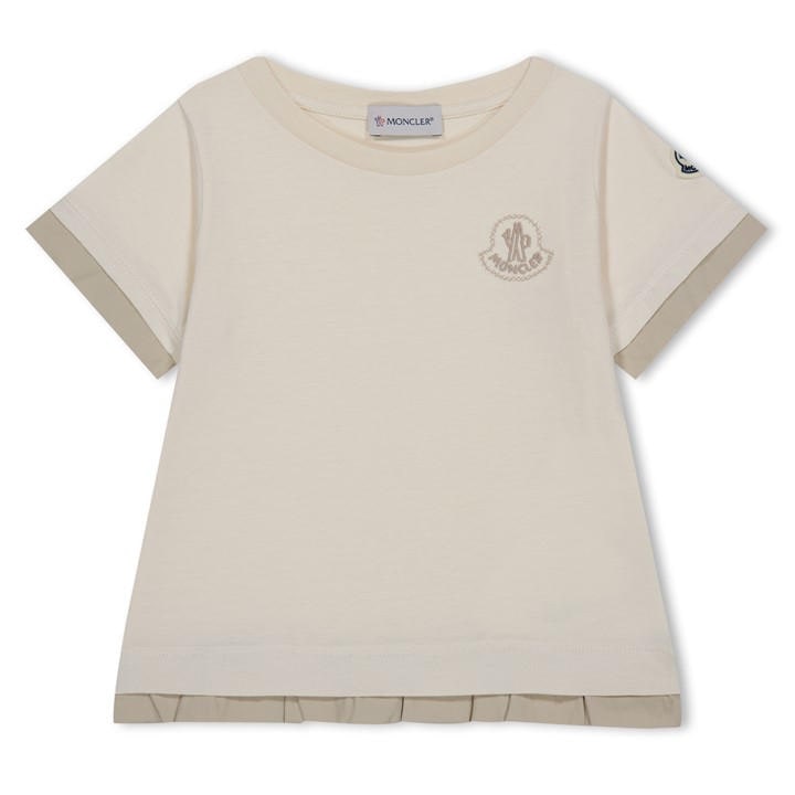 Moncler Girls White Ruffled T-Shirt Juniors