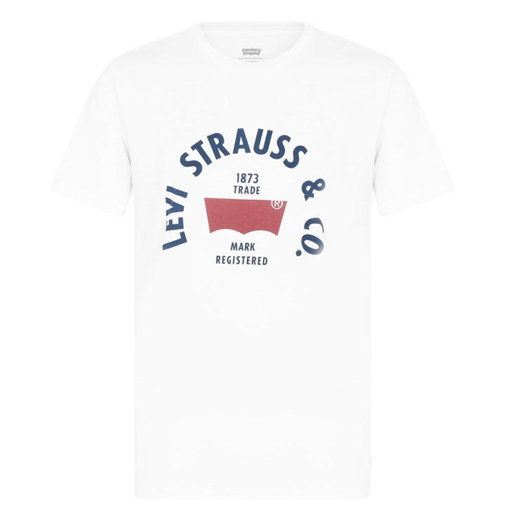 Levis Mens White Varsity Circle T-Shirt - Small