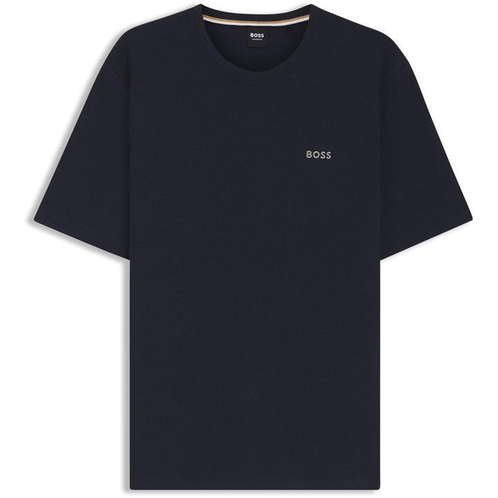 Boss Men's Blue Waffle T-Shirt, Structured Design