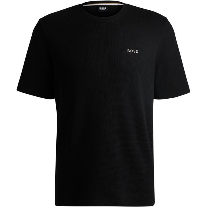 Boss Men's Black Waffle T-Shirt, Structured Design
