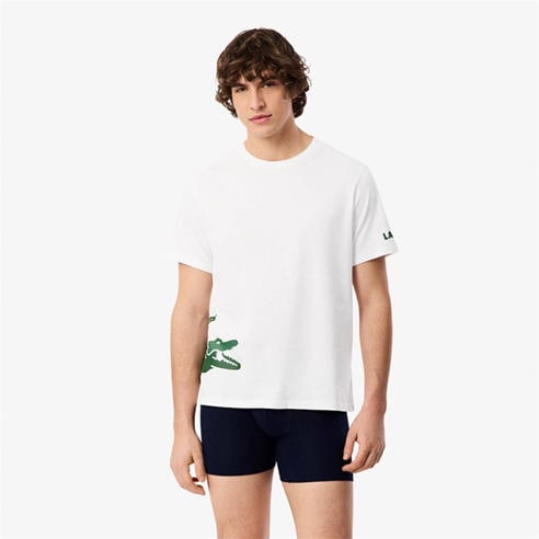 Lacoste - Men's Printed Cotton Lounge Short Sleeve Pyjama Top