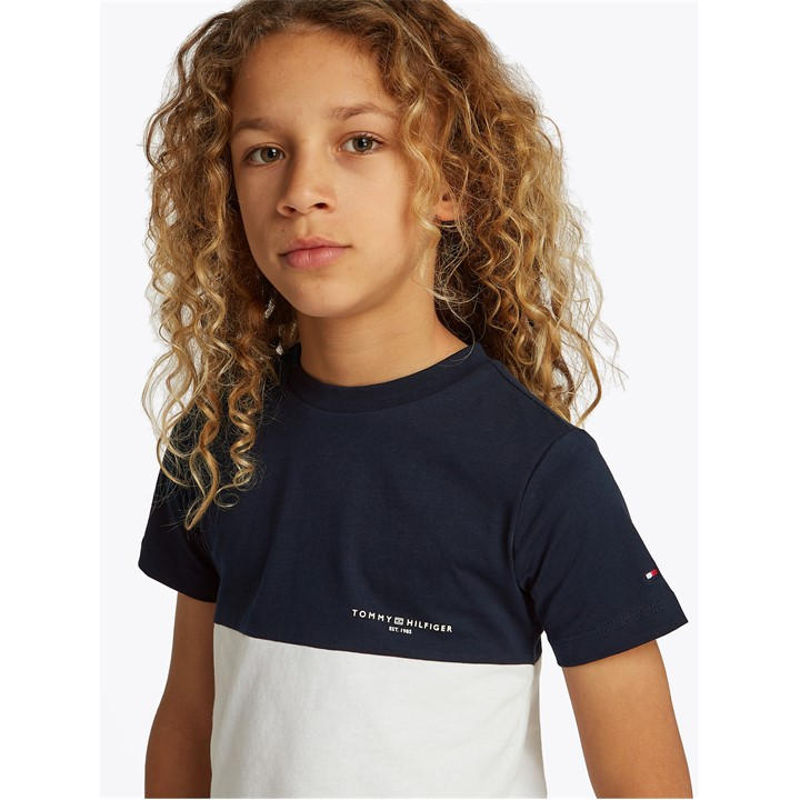 TOMMY HILFIGER Mini Corp Colourblock Tee Ss - Blue