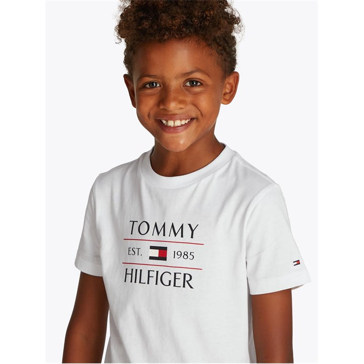 Tommy Hilfiger Boys White Tommy Flag Hilfiger Reg Tee Ss -