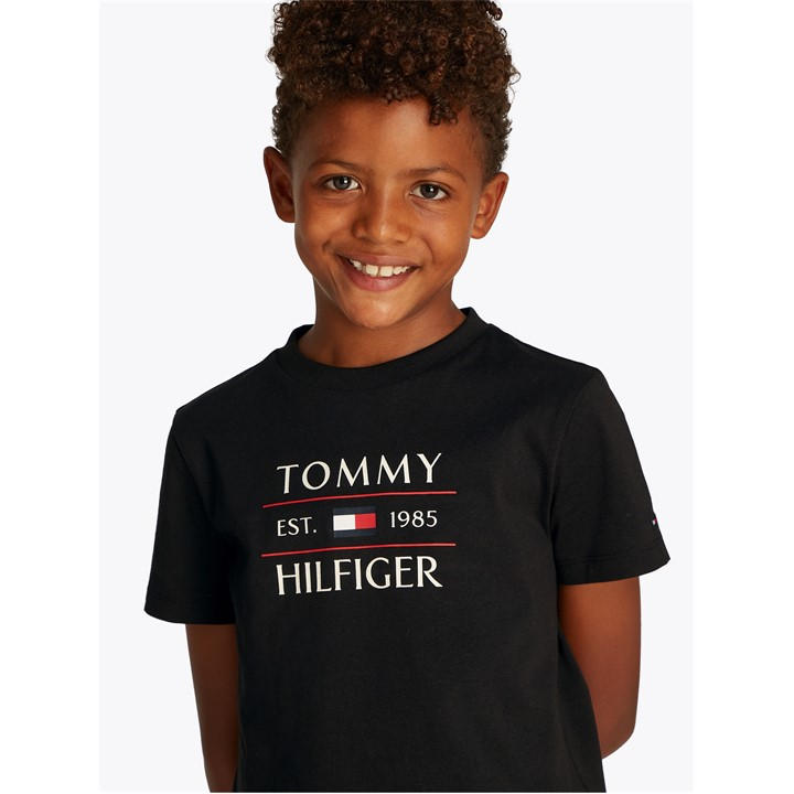 Tommy Hilfiger Boys Black Tommy Flag Hilfiger Reg Tee Ss -