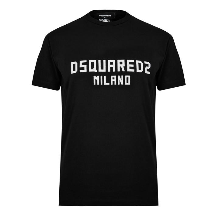 Dsquared2 Men's Black Milano Cool Fit Logo Print T-Shirt Small