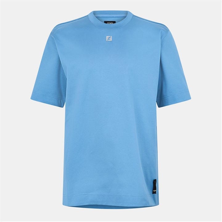 Fendi Men's Blue Metal Ff Tee Extra Large