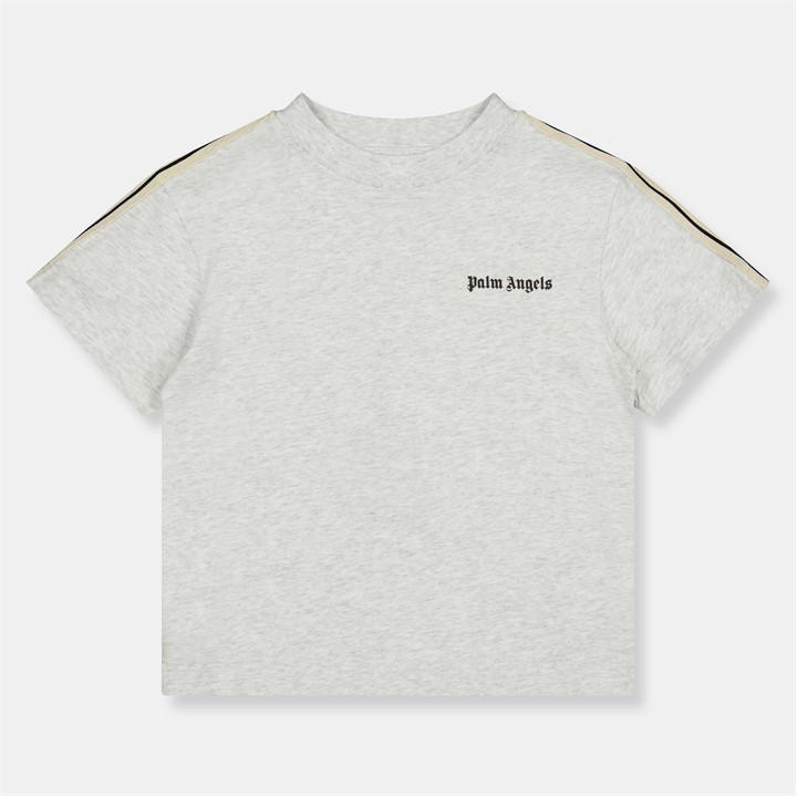 Palm Angels Unisex Kids Grey Palm Logo Stripe Tee Jn54