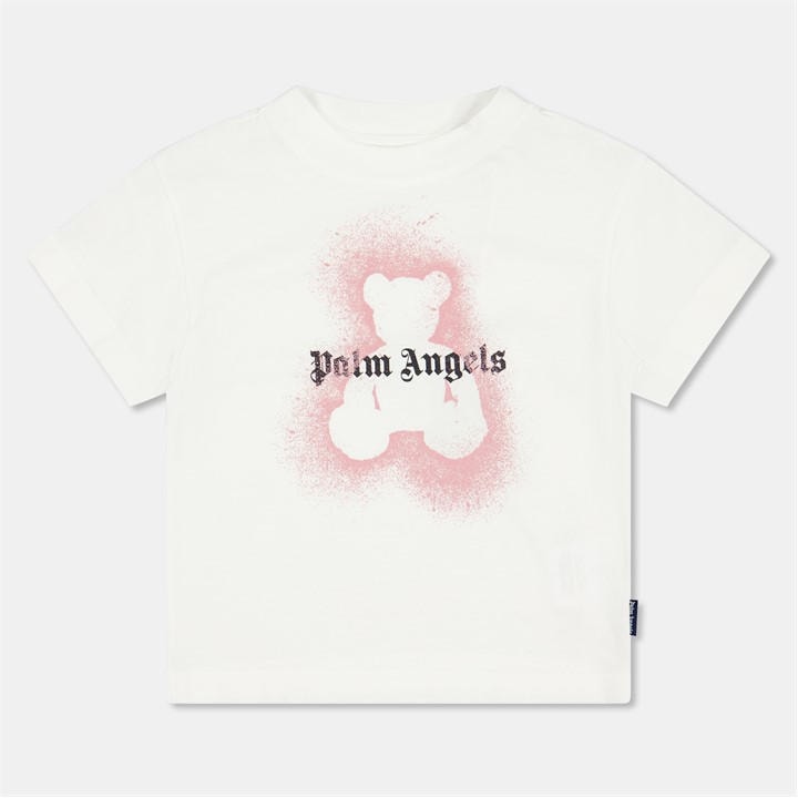 Palm Angels Unisex Kids White Palm Spray Bear Tee Jn54