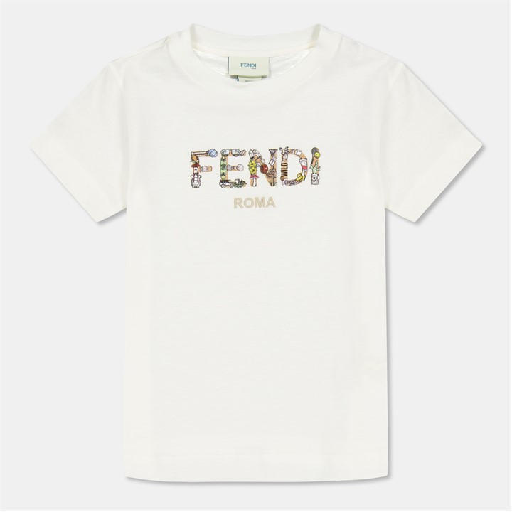 Fendi Unisex Kids White Regular Fit T-Shirt For Kids