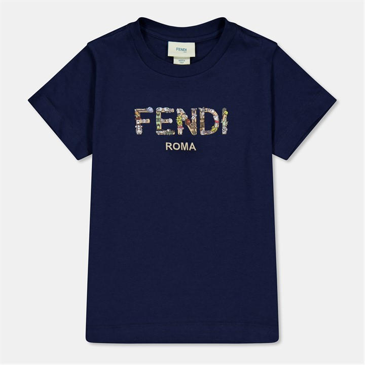 Fendi Unisex Kids Blue Regular Fit T-Shirt For Kids