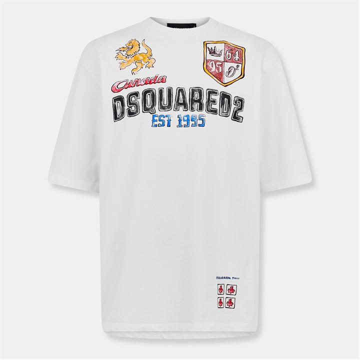Dsquared2 Men's White Dsq Mult Logo T Sn54 Medium