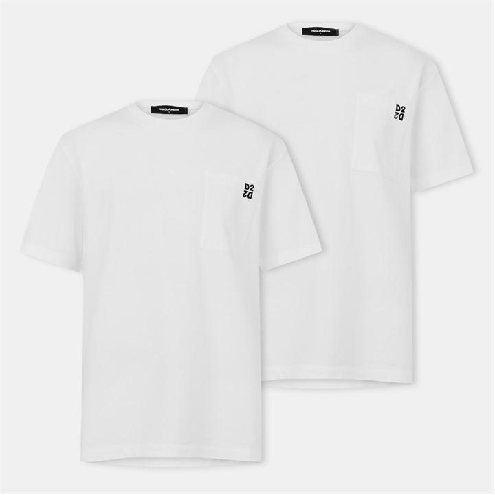 Dsquared2 Men's White Dsq D2 2Pk Tee Medium