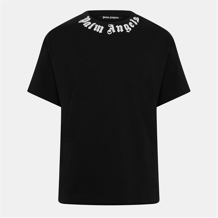 Palm Angels Men's Black Palm Neck Logo T Sn54 Large