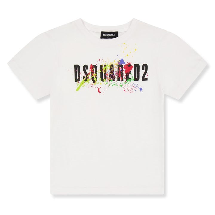 Dsquared2 Boys White Dsq Spray Tee Jn62