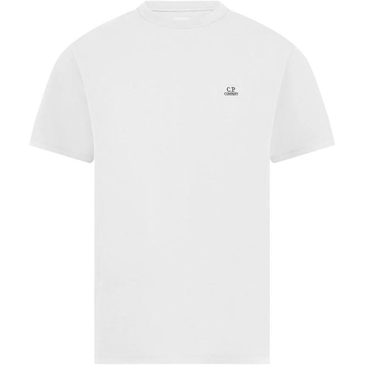 Cp Company Men's White Embroidered Logo T-Shirt Extra Large