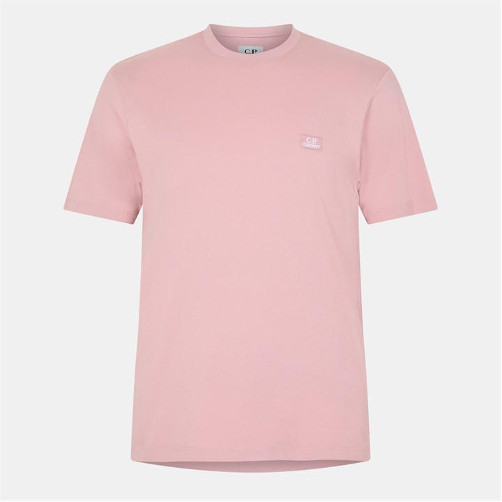 Cp Company Men's Pink Embroidered Logo T-Shirt Extra Large