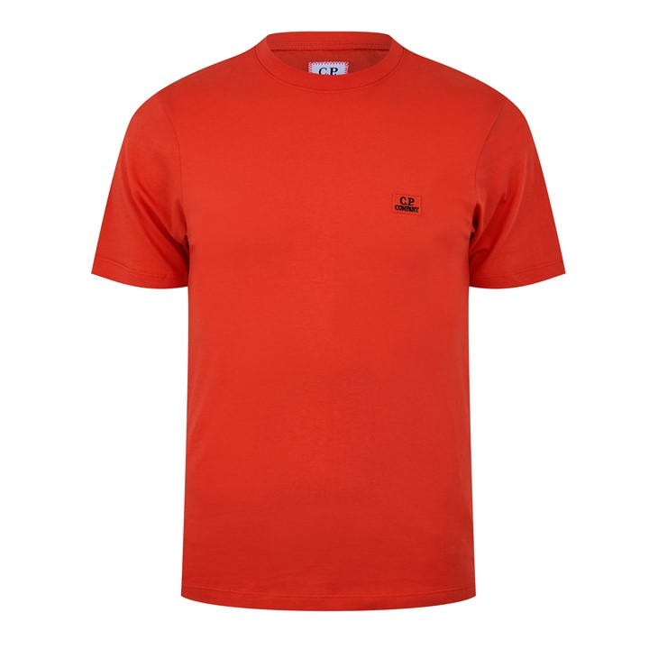 Cp Company Men's Red Embroide Logo T-Shirt Extra Small