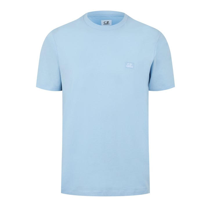 Cp Company Men's Blue Embroidered Logo T-Shirt Extra Small