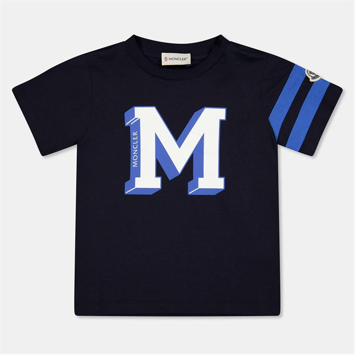 Moncler Boys Blue Lrg Lgo Tee