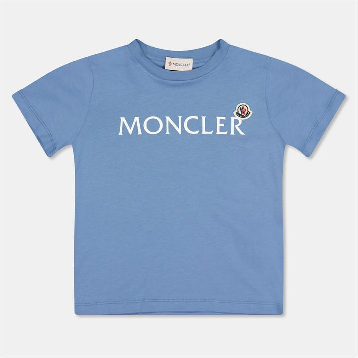 Moncler Boys Blue Bld Lgo Tee