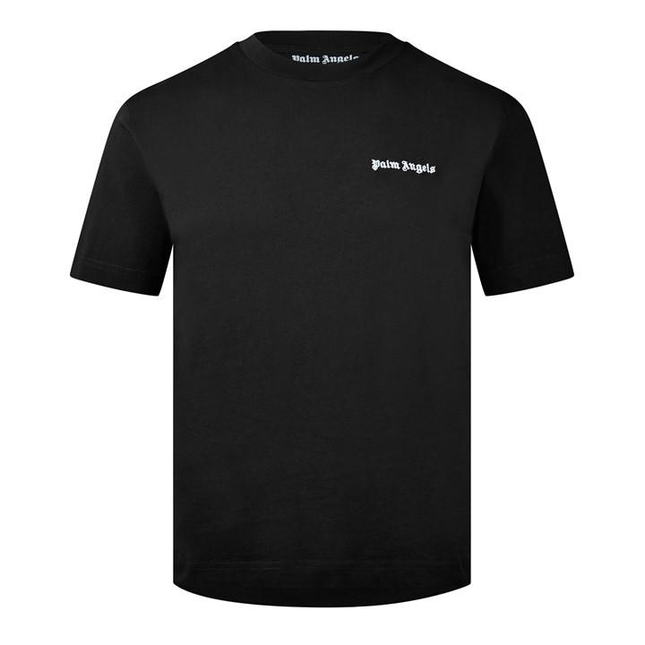 Palm Angels Men's Black Embroidered Logo T-Shirt Extra Small