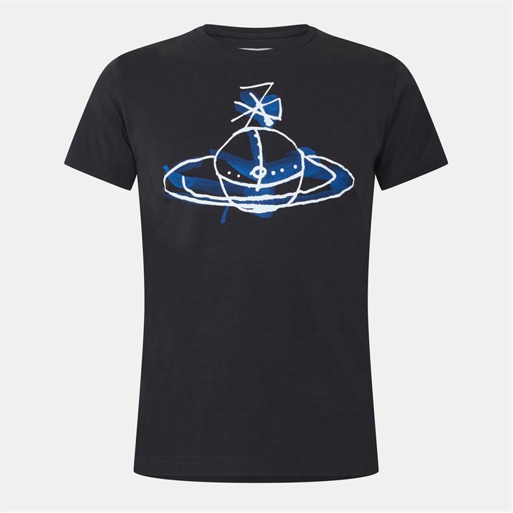 Vivienne Westwood Men's Black Viv Drawn Orb T Sn54 Small