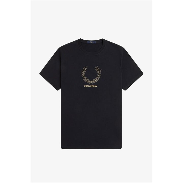 Fred Perry Men's Black Fred Mid Logo Tee Sn61