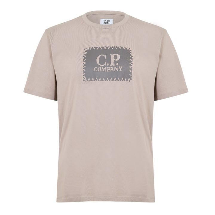 Cp Company Men's Grey Block Logo Regular Fit T-Shirt