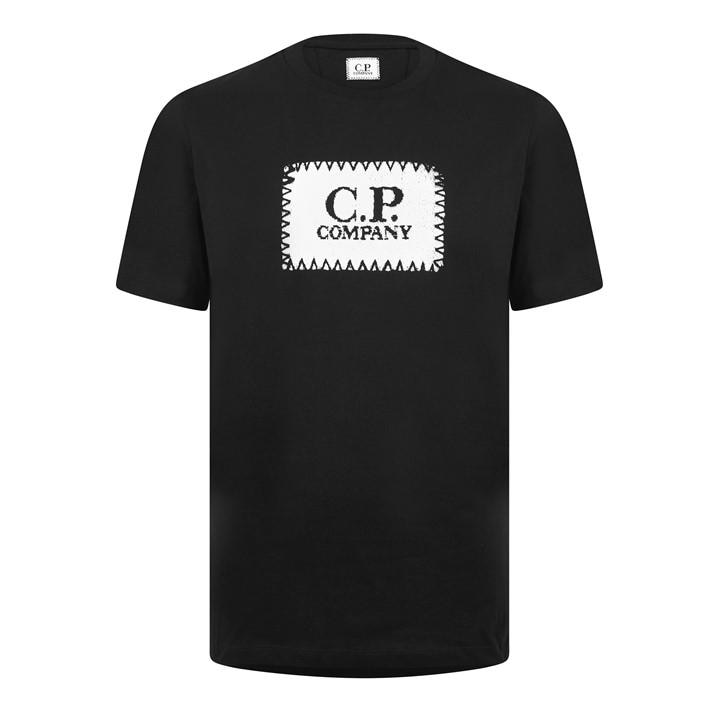Cp Company Mens Black Block Logo T-Shirt - Extra Small
