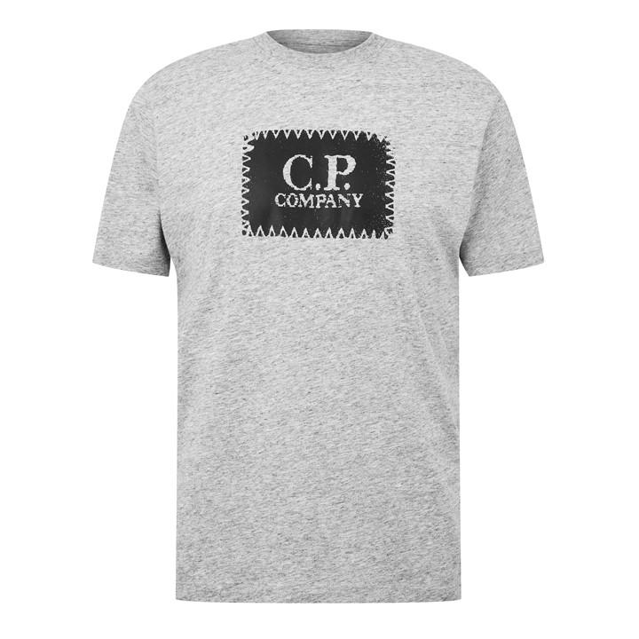 Cp Company Men's Grey Block Logo Regular Fit T-Shirt