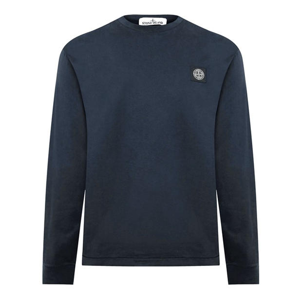Nero A0029 - STONE ISLAND - Men's Logo Cotton Compass Patch Long Sleeve T-Shirt