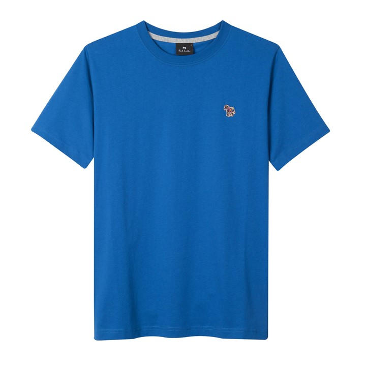 Ps Paul Smith Men's Blue Regular Fit Zebra Crew-Neck T-Shirt Medium