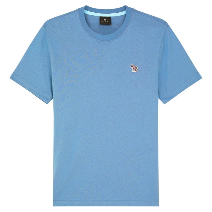 Ps Paul Smith Men's Blue Regular Fit Zebra Crew-Neck T-Shirt Small